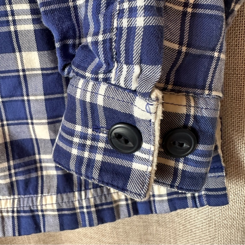 L.L. Bean•women’s Sherpa-lined flannel•XSP•blue & white plaid•100% cotton•fleece - Picture 15 of 15